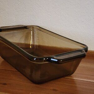 Lovenware Amber Brown Loaf Pan 1.5qt glass rectangular bread baker 9x5.25"